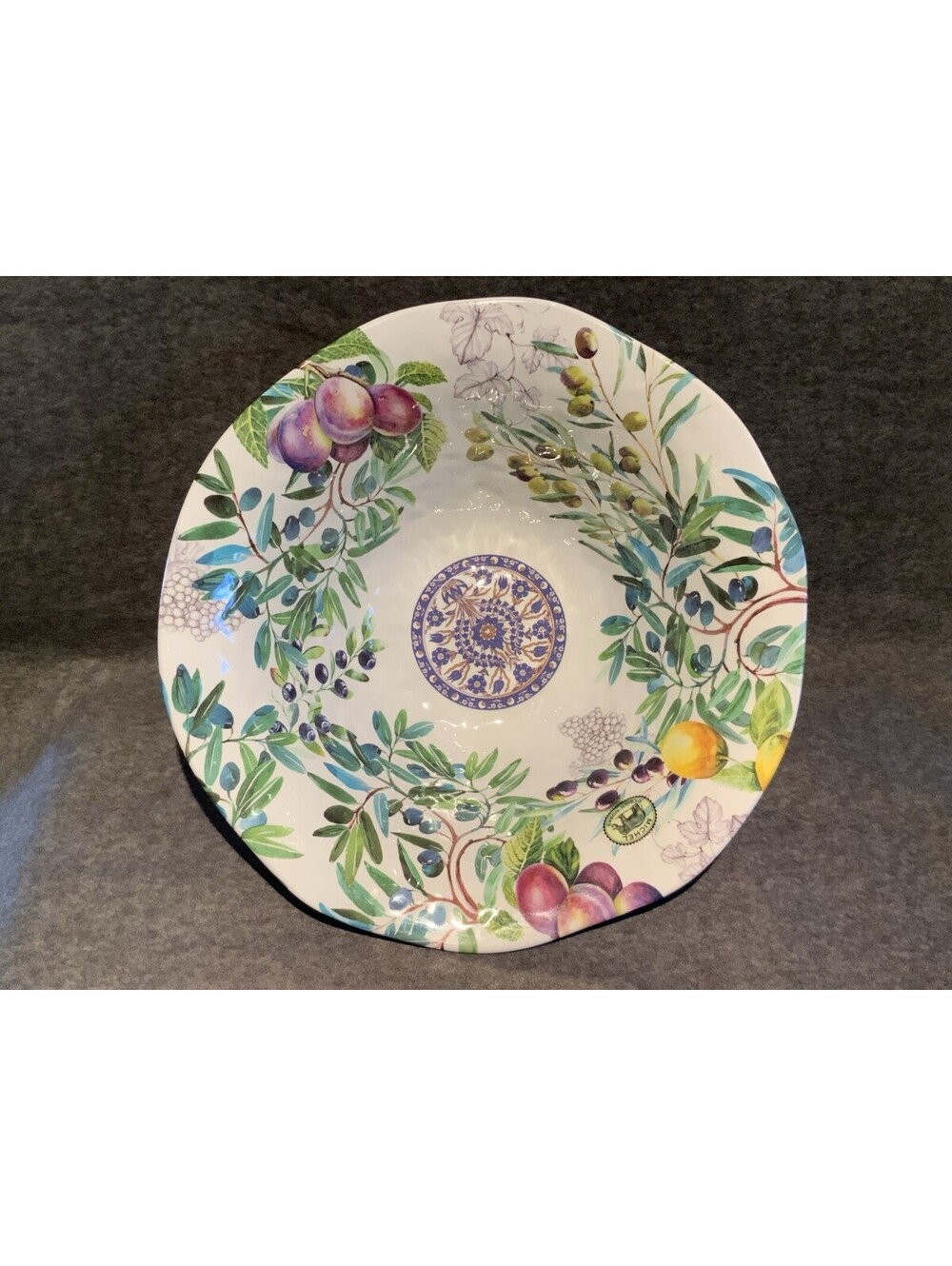 Michel Design Works Large Melamine Tuscan Grove Serving Bowl 14”W x 4.75”H
